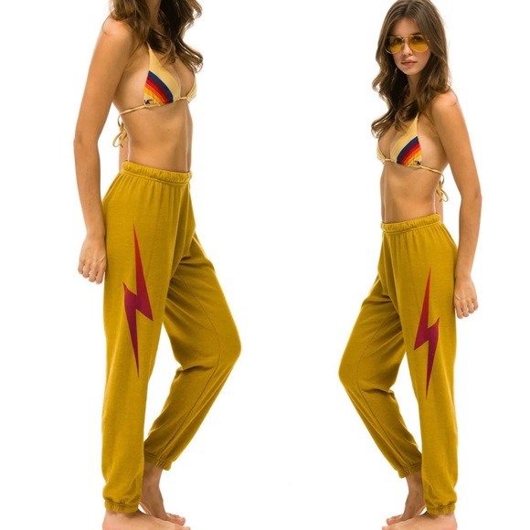 Aviator Nation Pants - Aviator Nation Bolt sweatpants in honey